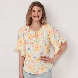 Women's LC Lauren Conrad Flounce Sleeve Blouse Size Large